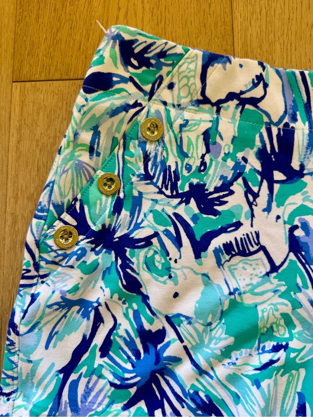 Lilly Pulitzer Teal Multi Swim-Ready Knit Shorts - Picture 4 of 5